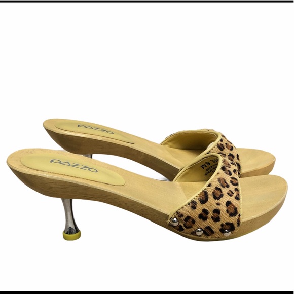 Pazzo Femme Women’s Retro Leather Wood Slide - Picture 3 of 13